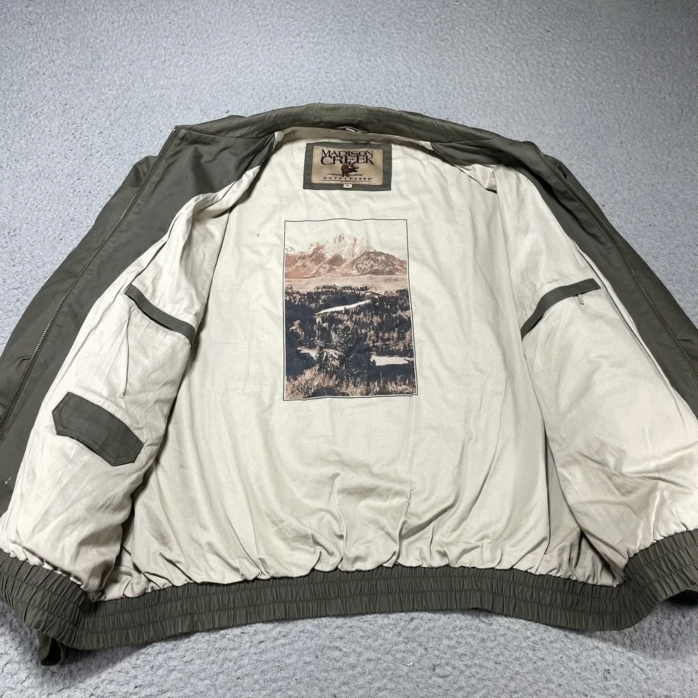 Madison Creek Outfitters Jacket Mens XL‎ Green Canvas Bomber Lined Zip Outdoor